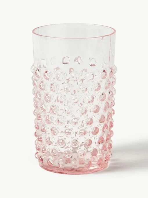 Mundgeblasene Wassergläser Hobnail, 6 Stück