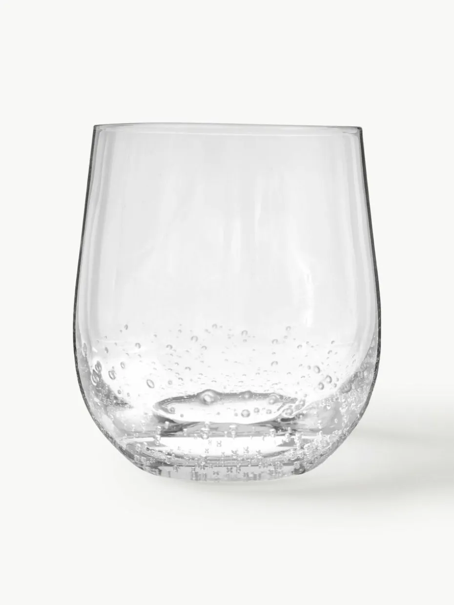 Mundgeblasene Wassergläser Bubble mit dekorativen Luftbläschen, 4 Stück
