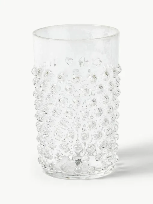 Mundgeblasene Wassergläser Hobnail, 6 Stück