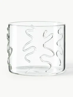 Mundgeblasene Wassergläser Doodle mit Strukturmuster, 2er-Set