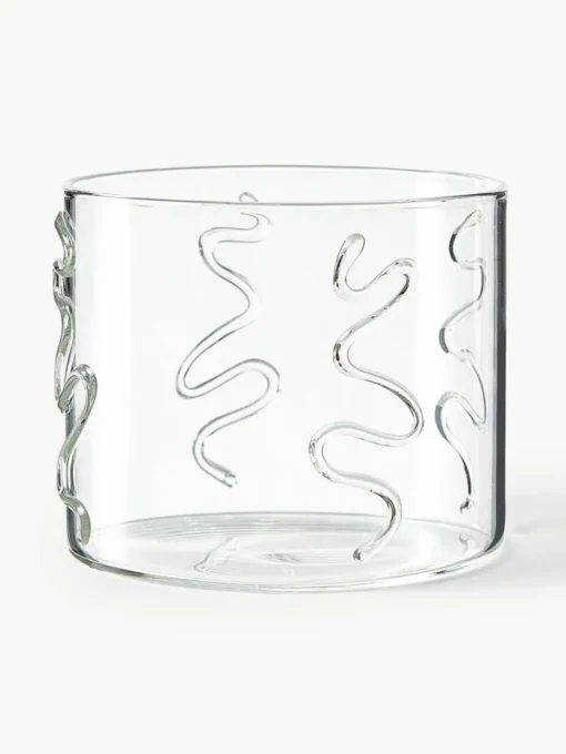 Mundgeblasene Wassergläser Doodle mit Strukturmuster, 2er-Set