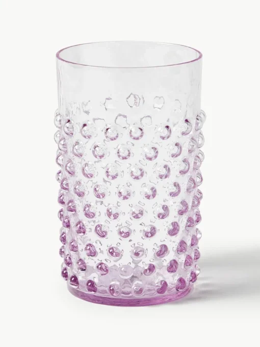 Mundgeblasene Wassergläser Hobnail, 6 Stück