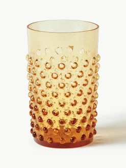 Mundgeblasene Wassergläser Hobnail, 6 Stück