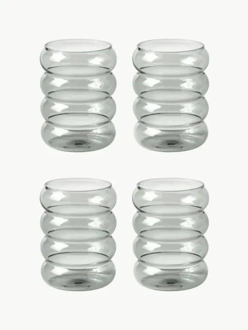 Mundgeblasene Wassergläser Bubbly, 4 Stück