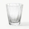 Mundgeblasene Wassergläser Scallop Glasses mit Rillenstruktur, 4 Stück