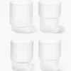 Mundgeblasene Wassergläser Ripple mit Rillenrelief, 4er-Set