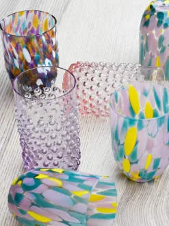 Mundgeblasene Wassergläser Hobnail, 6 Stück