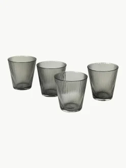 Mundgeblasene Wassergläser Grand Cru aus Rauchglas, 4 Stück