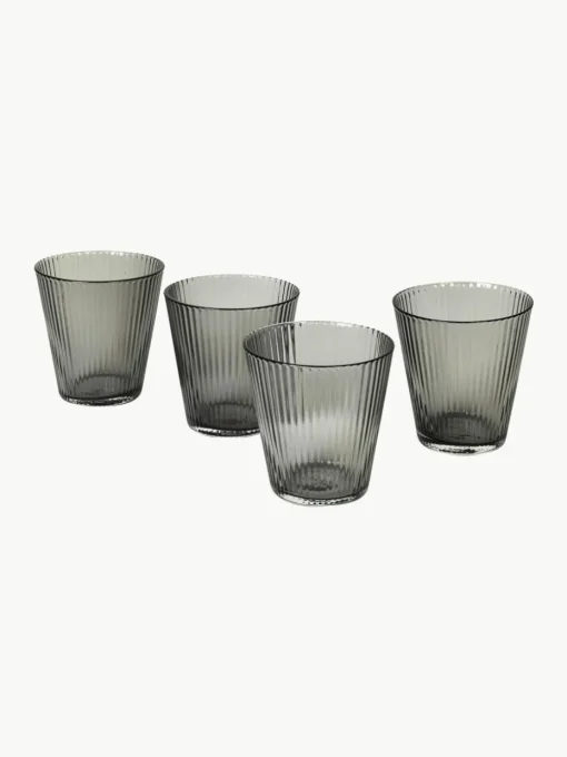 Mundgeblasene Wassergläser Grand Cru aus Rauchglas, 4 Stück