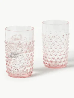Mundgeblasene Wassergläser Hobnail, 6 Stück