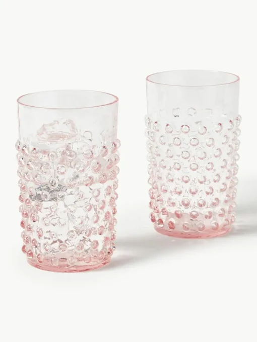 Mundgeblasene Wassergläser Hobnail, 6 Stück