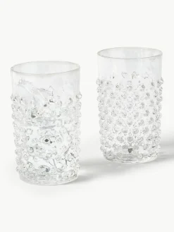Mundgeblasene Wassergläser Hobnail, 6 Stück