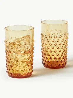 Mundgeblasene Wassergläser Hobnail, 6 Stück