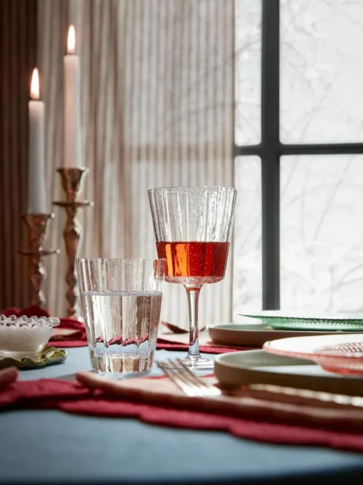 Mundgeblasene Wassergläser Scallop Glasses mit Rillenstruktur, 4 Stück