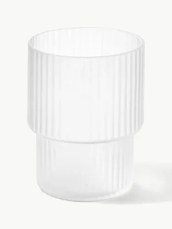 Mundgeblasene Wassergläser Ripple mit Rillenrelief, 4er-Set