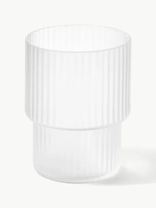 Mundgeblasene Wassergläser Ripple mit Rillenrelief, 4er-Set