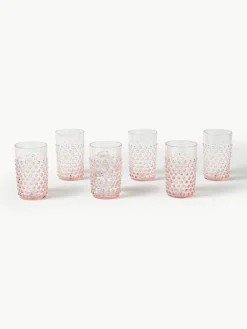 Mundgeblasene Wassergläser Hobnail, 6 Stück