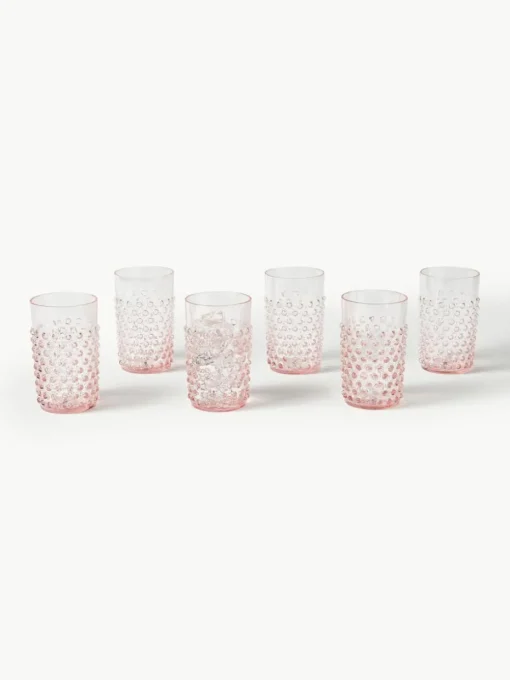 Mundgeblasene Wassergläser Hobnail, 6 Stück