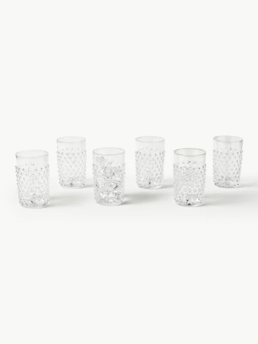 Mundgeblasene Wassergläser Hobnail, 6 Stück