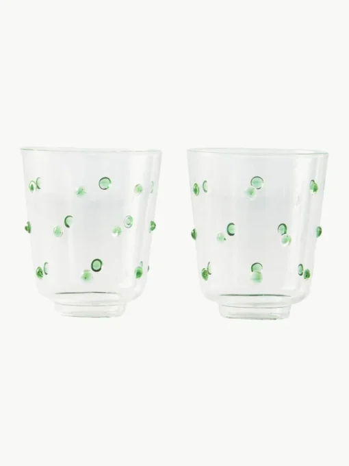 Mundgeblasene Wassergläser Nob aus Borosilikatglas, 2 Stück
