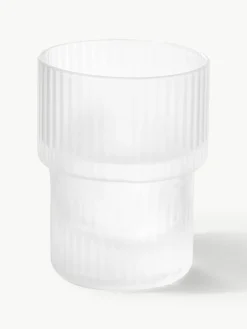 Mundgeblasene Wassergläser Ripple mit Rillenrelief, 4er-Set