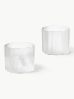 Mundgeblasene Wassergläser Ripple mit Rillenrelief, 4 Stück