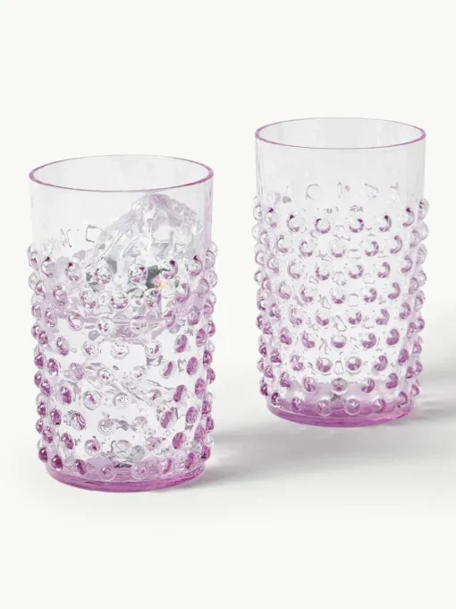 Mundgeblasene Wassergläser Hobnail, 6 Stück