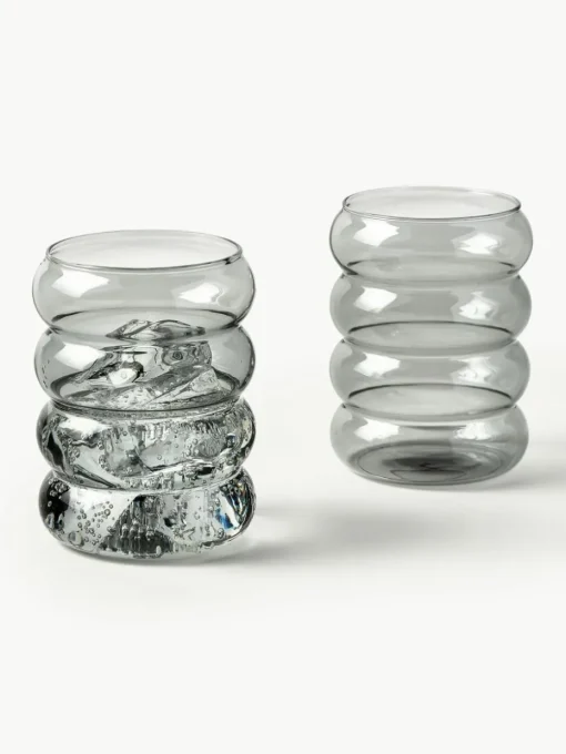 Mundgeblasene Wassergläser Bubbly, 4 Stück