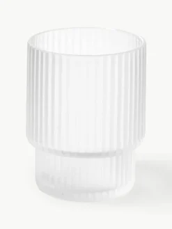 Mundgeblasene Wassergläser Ripple mit Rillenrelief, 4er-Set