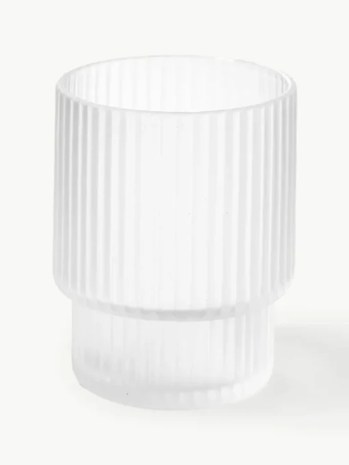Mundgeblasene Wassergläser Ripple mit Rillenrelief, 4er-Set