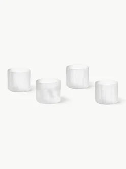 Mundgeblasene Wassergläser Ripple mit Rillenrelief, 4 Stück