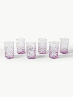 Mundgeblasene Wassergläser Hobnail, 6 Stück