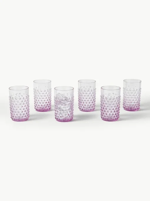 Mundgeblasene Wassergläser Hobnail, 6 Stück