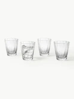 Mundgeblasene Wassergläser Scallop Glasses mit Rillenstruktur, 4 Stück