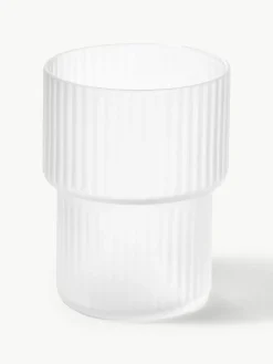 Mundgeblasene Wassergläser Ripple mit Rillenrelief, 4er-Set