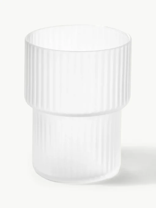 Mundgeblasene Wassergläser Ripple mit Rillenrelief, 4er-Set