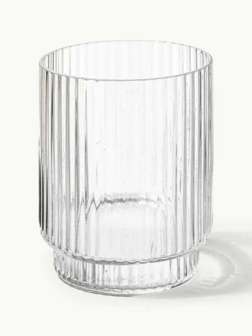 Mundgeblasene Wassergläser Ripple mit Rillenrelief, 4er-Set