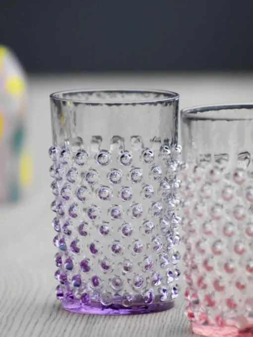 Mundgeblasene Wassergläser Hobnail, 6 Stück