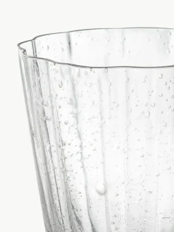 Mundgeblasene Wassergläser Scallop Glasses mit Rillenstruktur, 4 Stück