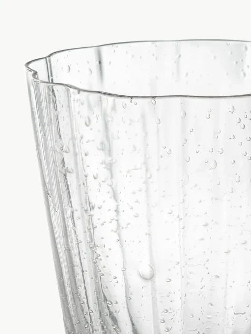 Mundgeblasene Wassergläser Scallop Glasses mit Rillenstruktur, 4 Stück