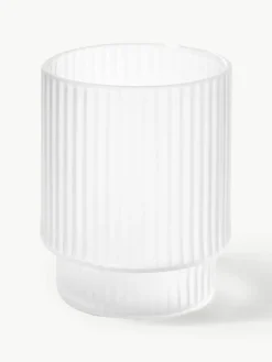 Mundgeblasene Wassergläser Ripple mit Rillenrelief, 4er-Set