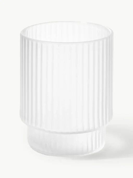 Mundgeblasene Wassergläser Ripple mit Rillenrelief, 4er-Set