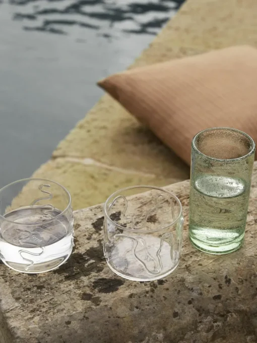 Mundgeblasene Wassergläser Doodle mit Strukturmuster, 2er-Set
