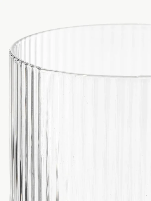 Mundgeblasene Wassergläser Ripple mit Rillenrelief, 4er-Set