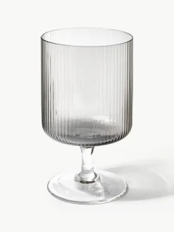 Mundgeblasene Weingläser Ripple mit Rillenrelief, 2 Stück