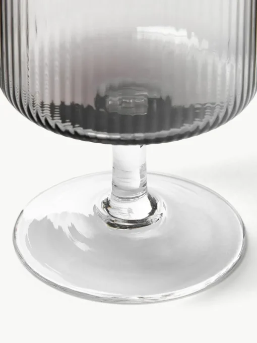 Mundgeblasene Weingläser Ripple mit Rillenrelief, 2 Stück