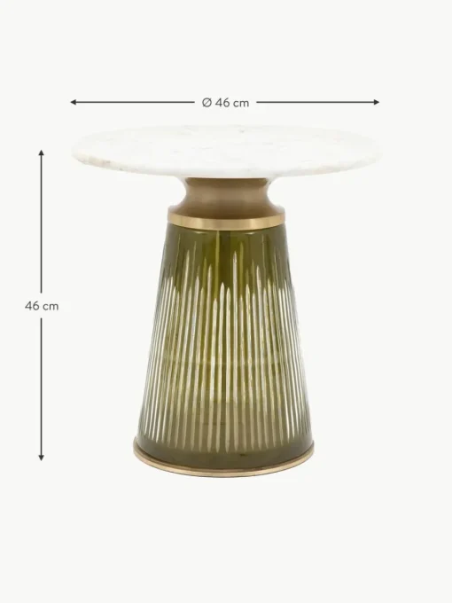 Mundgeblasener Glas-Beistelltisch Seville mit Marmor-Tischplatte, rund