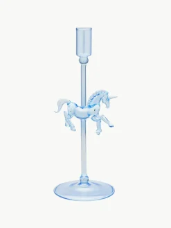 Mundgeblasener Kerzenhalter Pegasus aus Borosilikatglas