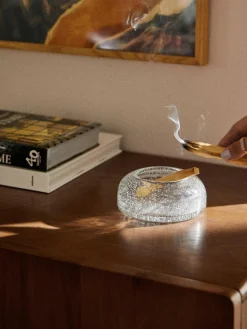 Mundgeblasenes Deko-Tablett Dylla mit Luftbläschen