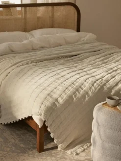 Musselin-Tagesdecke Bethany mit Fransen